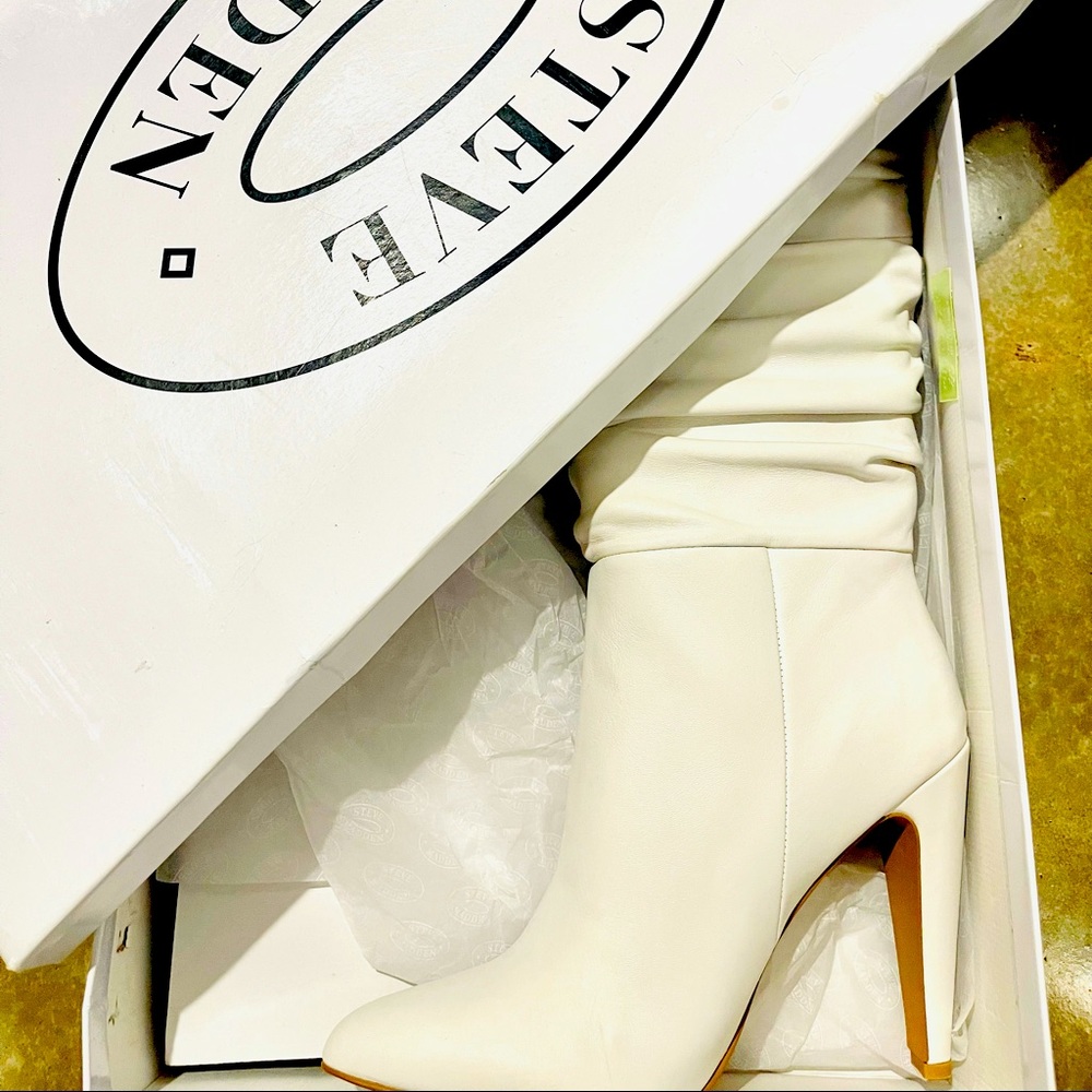 Steve Madden  White Leather Boots